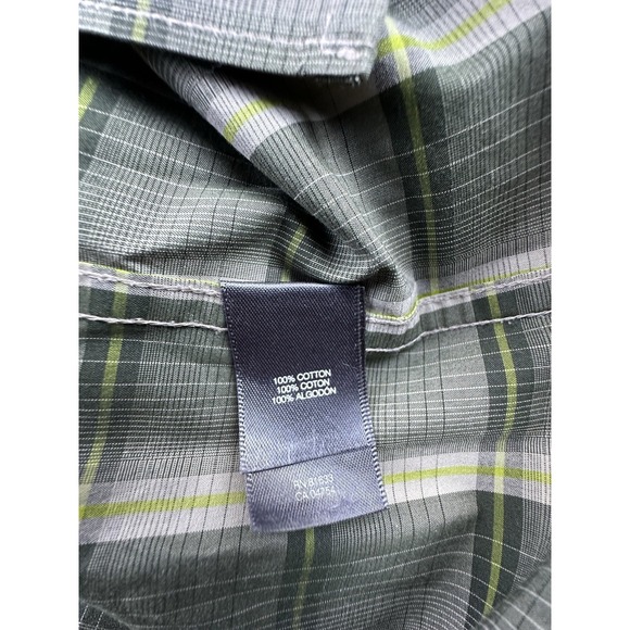 Kenneth Cole Reaction Shirt Mens XLarge Green Plaid Button Up Long Sleeve Cotton - Picture 9 of 15